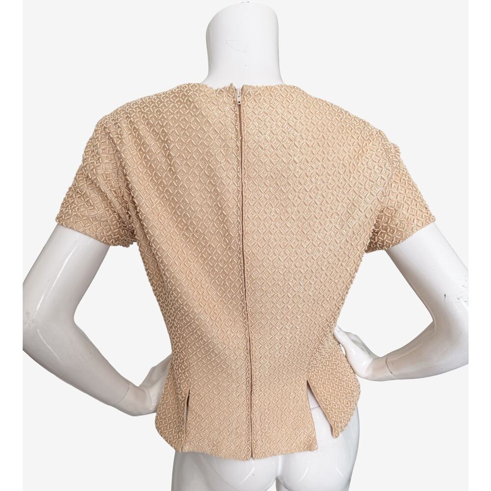 Carmen Marc Valvo Heavily Beaded Peplum Keyhole Vintage Y2K Top Size 8 - Picture 4 of 6